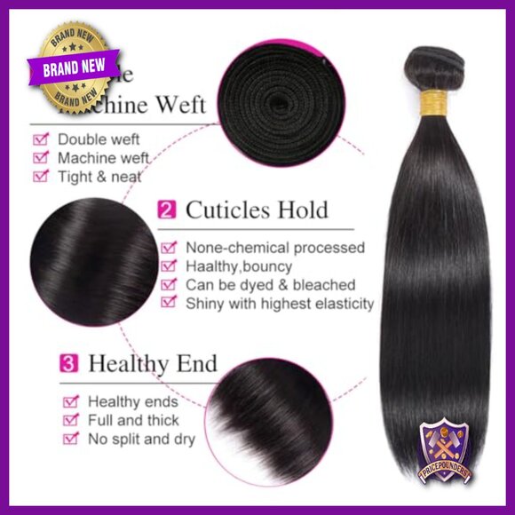 Brazilian Virgin Human Hair Extensions 3 Bundles Straight 24 26 28 Inch main image 6